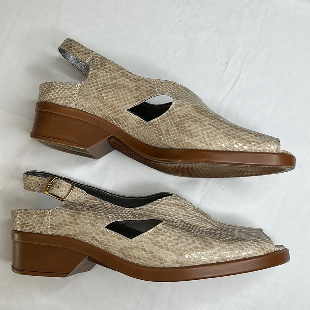 ARA snake skin cream open toe sling unisex